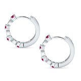 Round Cluster CZ & Ruby CZ Huggie Hoop Earrings 925 Sterling Silver Wholesale