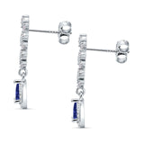 Dangle Pear Stud Earrings Blue Sapphire CZ 925 Sterling Silver Wholesale