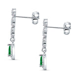 Dangle Pear Stud Earrings Green Emerald CZ 925 Sterling Silver Wholesale