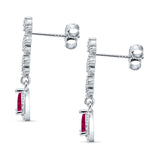 Dangle Pear Stud Earrings Ruby CZ 925 Sterling Silver Wholesale
