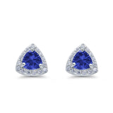 Halo Stud Earrings Tanzanite CZ 925 Sterling Silver 8mm Wholesale