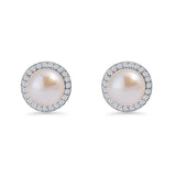 Round Pearl Stud Earring