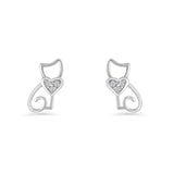 Heart Cat Stud Earrings