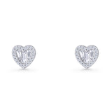  Heart CZ Stud Earrings