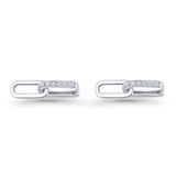 Paperclip Dangle Drop Huggie Hoop Earrings Cubic Zirconia 925 Sterling Silver Wholesale