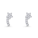 Minimalist 10mm Flower Stud Earrings Cubic Zirconia 925 Sterling Silver Wholesale