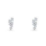 Round Cubic Zirconia 8.9mm Zig Zag Crawler Stud Earring 925 Sterling Silver Wholesale