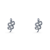 Vintage Style 10.5mm Snake Earrings Cubic Zirconia 925 Sterling Silver