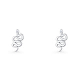 Vintage Style 10.5mm Snake Earrings Cubic Zirconia 925 Sterling Silver