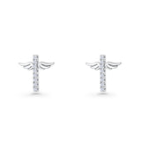 Angel Wings Charms Cross Stud Earrings