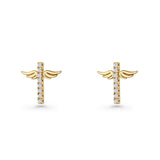 Angel Wings Cross Stud Earrings