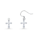 Cross CZ Fishhook Earrings