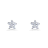 Minimal 3.3mm Star Flower Stud Earrings Cubic Zirconia 925 Sterling Silver Wholesale