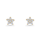 Minimal 3.3mm Star Flower Stud Earrings Cubic Zirconia 925 Sterling Silver
