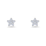 Star Flower Stud Earrings 3.5mm Cluster Cubic Zirconia 925 Sterling Silver Wholesale