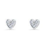 Minimalist 6.8mm Heart Stud Earrings Cubic Zirconia 925 Sterling Silver Wholesale