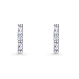 Line Bar Stud Earrings 12.4mm Baguette & Round Cubic Zirconia 925 Sterling Silver Wholesale