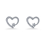 Star Heart Stud Earrings 11.5mm Cluster Cubic Zirconia 925 Sterling Silver