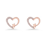 Star Heart Stud Earrings 11.5mm Cluster Cubic Zirconia 925 Sterling Silver