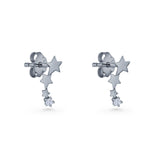 Three Star Stud Earrings 8.8mm Cubic Zirconia 925 Sterling Silver
