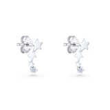 Three Star Stud Earrings 8.8mm Cubic Zirconia 925 Sterling Silver