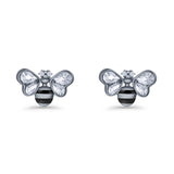 Bee Stud Earring 11.8mm Pear Cubic Zirconia 925 Sterling Silver