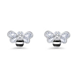 Bee Stud Earring 11.8mm Pear Cubic Zirconia 925 Sterling Silver