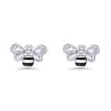 Bee Stud Earring 11.8mm Pear Cubic Zirconia 925 Sterling Silver Wholesale