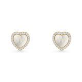 Minimalist 9.5mm Heart Promise Stud Earring Pearl & Cubic Zirconia 925 Sterling Silver