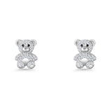 Teddy Bear Stud Earrings 11mm Cubic Zirconia 925 Sterling Silver Wholesale