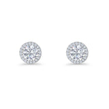 Round Stud Earrings 8.5mm Halo Cubic Zirconia 925 Sterling Silver Wholesale