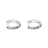 Minimalist 1.5mm Multicolor Cubic Zirconia Huggie Hoop Earrings 925 Sterling Silver Wholesale