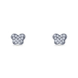 Butterfly Stud Earring 5mm Cluster Cubic Zirconia 925 Sterling Silver