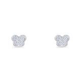 Butterfly Stud Earring 5mm Cluster Cubic Zirconia 925 Sterling Silver