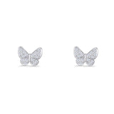 Butterfly Stud Earrings 6mm Cubic Zirconia 925 Sterling Silver Wholesale