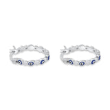 Evil Eye Hoop Earring 15mm Round Cubic Zirconia 925 Sterling Silver Wholesale