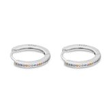 Round 20mm Multicolor Cubic Zirconia Huggie Hoop Earrings 925 Sterling Silver