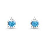 Round 9.6mm Lab Created Blue Opal Unicorn Stud Earring 925 Sterling Silver Wholesale