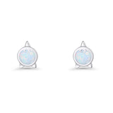 Round 9.6mm Lab Created White Opal Unicorn Stud Earring 925 Sterling Silver Wholesale