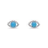 Eyelashes Eye Stud Earring 4.8mm Lab Created Blue Opal 925 Sterling Silver Wholesale