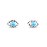 Eyelashes Eye Stud Earring 4.8mm Larimar 925 Sterling Silver Wholesale