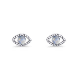 Eyelashes Eye Stud Earring 4.8mm Moonstone 925 Sterling Silver Wholesale