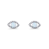 Eyelashes Eye Stud Earring 4.8mm Lab Created White Opal 925 Sterling Silver Wholesale