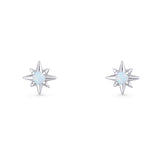 Round 5.4mm Star Stud Earring Lab Created White Opal 925 Sterling Silver Wholesale