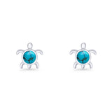 Round 8.5mm Turquoise Turtle Stud Earring 925 Sterling Silver Wholesale