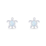 Round 8.5mm Lab Created White Opal Turtle Stud Earring 925 Sterling Silver Wholesale