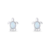 Oval 8.3mm Turtle Stud Earring Lab Created White Opal 925 Sterling Silver Wholesale