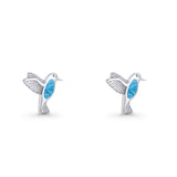 Hummingbird Stud Earring Lab Created Blue Opal 925 Sterling Silver Wholesale