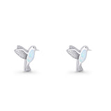 Hummingbird Stud Earring Lab Created White Opal 925 Sterling Silver Wholesale