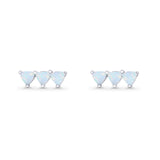 Three Stone Triangular Lab Created White Opal Stud Earring 925 Sterling Silver Wholesale